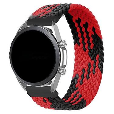 Imagem de Pulseira 22mm Trançada Elastica LTIMPORTS, compativel com Galaxy Watch 3 45mm - Galaxy Watch 46mm Sm-R800 - Gear S3 Frontier - GTR4/GTR3/GTR2/GTR 47mm - Bip 5 (Vermelho/Preto [Tam. M] (Pulso 185 até 195mm))