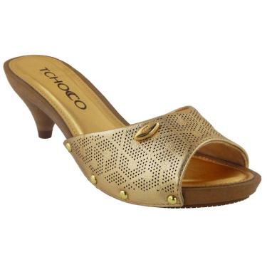 Imagem de Tamanco Tchocco Feminino Couro Soft  47208 Dourado