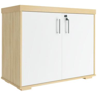 Imagem de Armário Balcão Multiuso Para Escritório 2 Portas Atria Executiva A02 Carvalho Branco - Lyam Decor