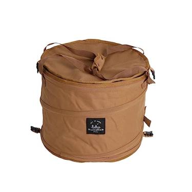 Imagem de Lixeira de acampamento dobrável com alças de cesta de armazenamento de lavanderia portátil saco de para mochila ao ar livre quintal, MARROM