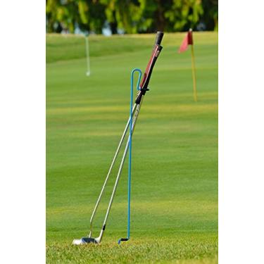 Imagem de Stepkick Caddy da Bronwcyk - The World's Premier Golf Club Stand. Assista a vídeos., Azul