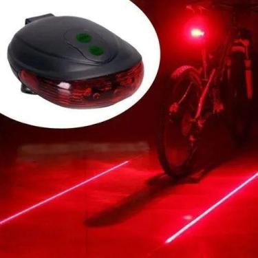 Imagem de Lanterna Bike Traseira C Ciclovia Virtual 5 Led Laser Farol - Gonzatto