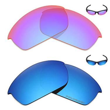 Imagem de Mryok+ 2 pares de lentes polarizadas de substituição para óculos de sol Oakley Flak Jacket – Rosa cobalto/azul gelo