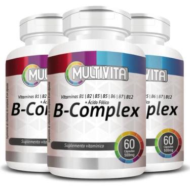 Imagem de Kit 3X B-Complex Vitaminas Do Complexo B 60 Cápsulas - Multivita