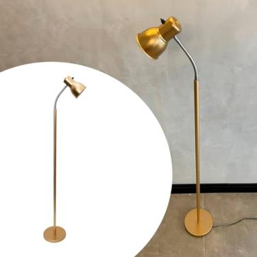 Imagem de Luminária de Chão Abajur de Coluna Haste Flexível Direcionável Alumínio Soquete E27 Bivolt (Dourado)