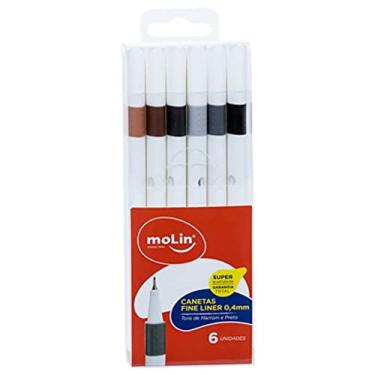 Imagem de Caneta Fine Liner 0.4mm Tons Marron E Preto Com 6 Unidades Molin
