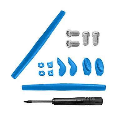 Imagem de LenzReborn Kits de borracha de substituição de ponteiras e chave de fenda T6 e parafusos T6 para óculos de sol Oakley Juliet - Azul claro