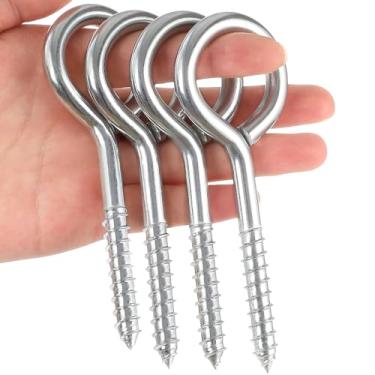 Imagem de YGAOHF Parafusos de olhal grandes de 12 cm rosqueados - 4 peças de ganchos de aço inoxidável para serviço pesado, resistência à ruptura de 226 kg, parafusos de olhal fortes para madeira, aplicações