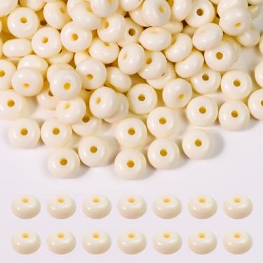 Imagem de Niziky 500 peças de contas de lentilha acrílicas de 8 mm, contas brancas de abaco soltas para artesanato, contas espaçadoras de acrílico para fabricação de joias, pulseira, colar, contas para canetas,