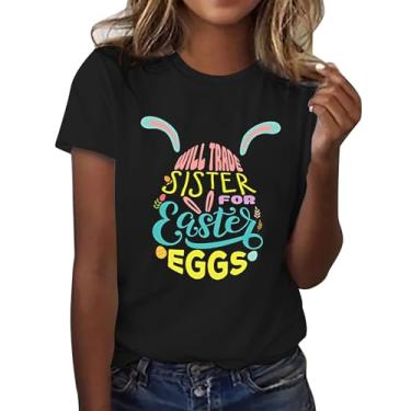 Imagem de My Orders Placed Recently by Me Happy Easter Day Camiseta feminina coelhinho da Páscoa blusas femininas manga 3/4 blusa feminina linda estampa de coelho túnica preta pequena