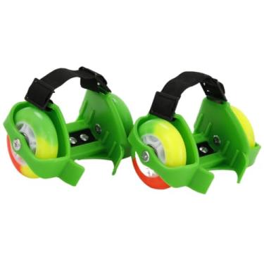 Imagem de Patins Castrap, Patins de Roda de Vento e Fogo, Patins de Duas Rodas Cor Infantil, Largura Ajustável 6.5-9cm (CVerde,Um tamanho)