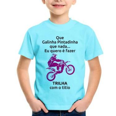 Imagem de Camiseta Infantil Trilha Com O Titio (Moto Rosa) - Foca Na Moda