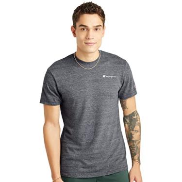 Imagem de Champion Camiseta masculina Powerblend com texto no peito esquerdo, Gun Smoke Pe Heather-586ika, X-Large
