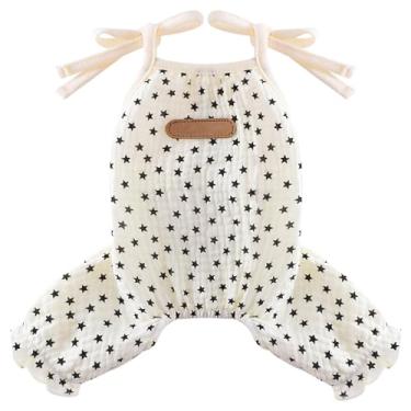 Imagem de Pijama de cachorro primavera verão roupas para cães pequenos menina menino estrela alça filhote macacão pijama para cachorro animal de estimação gato Jammies vestuário, Bege, X-Large