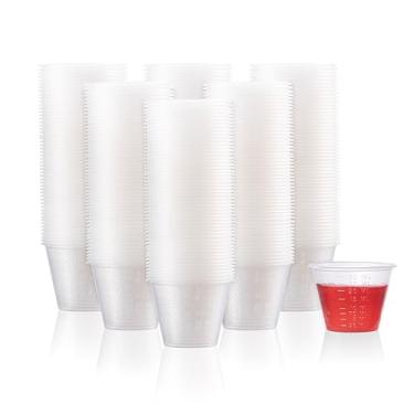 Imagem de Copos plásticos graduados de 28 g, medidas detalhadas de líquidos para medicamentos, recipientes transparentes, descartáveis ou reutilizáveis, suporta adultos e crianças (28 g, 500, contagem)