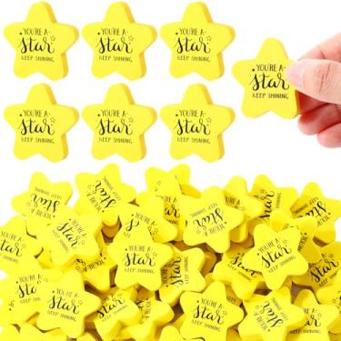 Imagem de Spakon 50 conjuntos de borrachas de estrelas inspiradoras presentes a granel fofos de 4 cm mini borrachas divertidas a granel presentes incríveis para recompensas prêmios lembrancinhas de festa (Keep