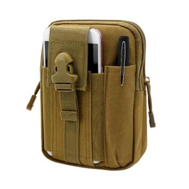 Imagem de TOKSHOP Bolsa Tática Molle Militar Bolsa Cintura Impermeável Porta Objetos e Celular (Marrom)