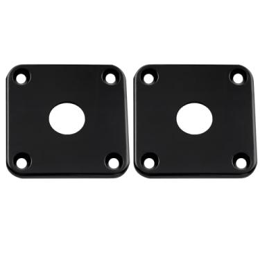 Imagem de Musiclily Pro Curvado Jack Plate Plástico Placa de Jack Quadrado para Guitarra USA Epiphone Les Paul, Preto(2 Peças)