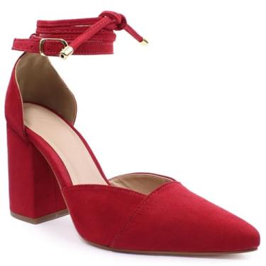 Imagem de Sapato Scarpin Salto Médio Grosso Bico Fino S05 (Vermelho, BR, Adulto, Numérico, 36)