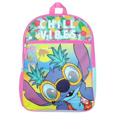 Imagem de Mochila de viagem escolar Disney Lilo and Stitch Chill Vibes Tropical 40,6 cm, Azul-petróleo, One Size, Tropical