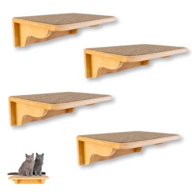 Imagem de Playground para Gatos 4Pçs Tam G Resistente Já Montado Com Kit Fixação e Seguro (CARPETE MARROM)