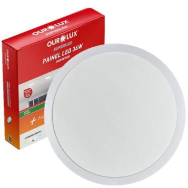 Imagem de Kit 7 Plafon Painel Redondo Sobrepor 36w 40cm Branco Neutro 4000K - Ou