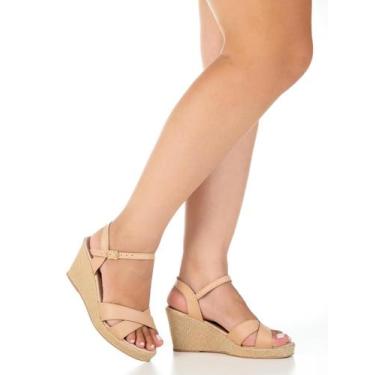 Imagem de Sandalia Salto Plataforma Anabela Tamanco Tendencia Verão - Cassi, Nud