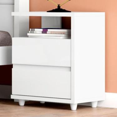 Imagem de Mesa de Cabeceira Lacy 2 Gavetas Flex Branco - Henn