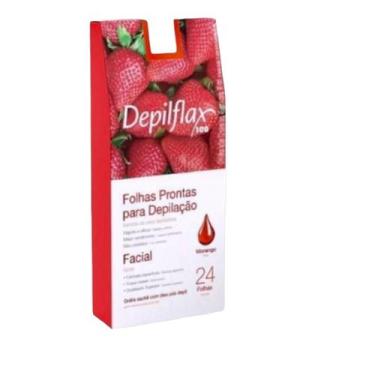Imagem de Folhas Prontas Facial Depilação Cera Depilflax Morango 24 Unid.