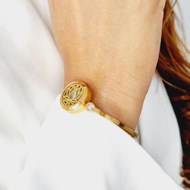 Imagem de Bracelete Difusor FLOR DE LÓTUS em AÇO INOXIDÁVEL - DOURADO - Aromear