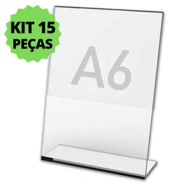 Imagem de Display Expositor A6 Em L Ps Acrílico Balcão Mesa Kit 15 Pçs - Art Pri