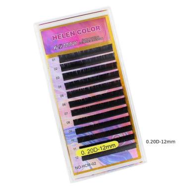 Imagem de Cílios helen color curvatura d postiço extensão 10 modelos,  0.20D-12m