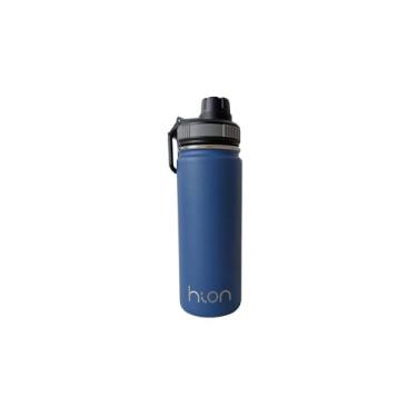 Imagem de Garrafa Térmica Aço Inox, Parede Dupla, Vácuo, 530 ml, Quente por 12hs, Fria por 24hs, Não sua, Fácil de Limpar, Alça de Transporte, Bico estilo Cantil. BPA Free. (Azul Escuro)