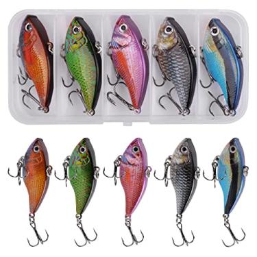 Imagem de Iscas de pesca Lipless Crankbait - 5 peças iscas de pesca VIB isca de lâmina dura colheres de pesca isca para robalo Walleye água doce água salgada