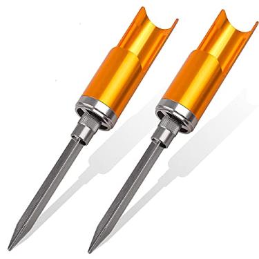 Imagem de Suporte para varão de pesca – Suporte de liga de alumínio para solo de nível marítimo universal para uso externo Baitcaster Spincast Spinning Casting Fishing Rod Racks 1/2 peça, Laranja, 2pcs