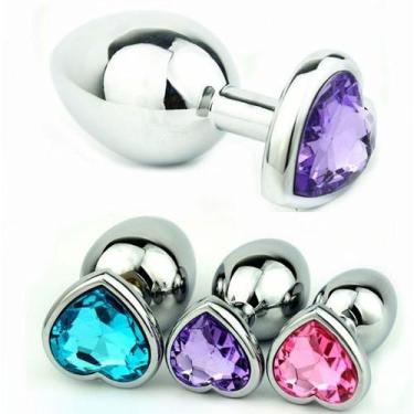 Imagem de Plug Anal M de Aço com Cristal Pedra Coração Steal Butt Plug - Metal T