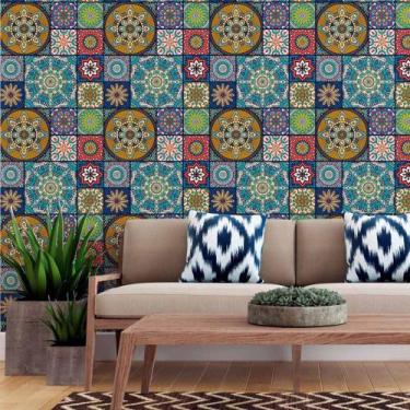 Imagem de Papel de Parede Adesivo Mandala Colorido N015039 0,58x3,00M - Adesivo 