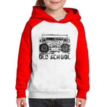 Imagem de Moletom Infantil Old School Boombox - Foca na Moda, Branco, Vermelho, 