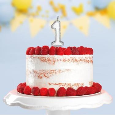 Imagem de Vela De Aniversário Número Branco E Prata Com 1 Un. - Tamarozzi