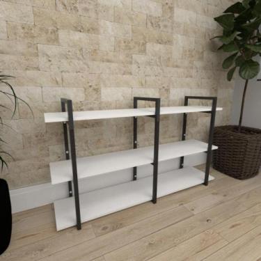 Imagem de Mini estante industrial para sala aço cor preto prateleiras 30 cm cor 
