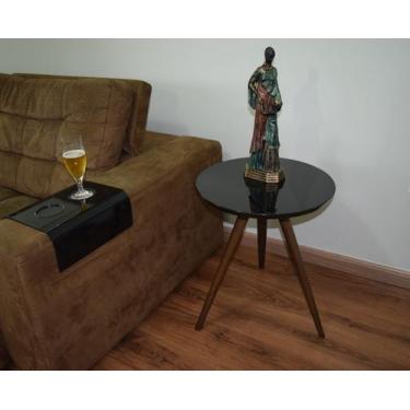 Imagem de Mesa Lateral Tampo Laqueado Para Sala Tampo 60 cm Tripé Pés Palito - l