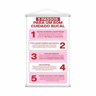 Imagem de Cuidado Bucal Higiene 5 Passos Banner Pedagógico Grande - PlimShop