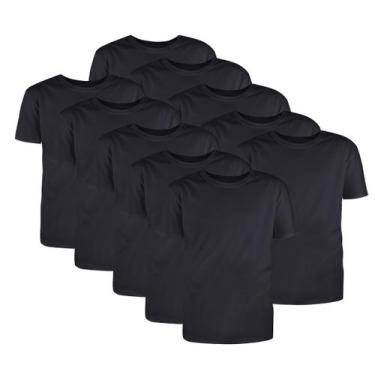 Imagem de Kit com 10 Camisetas Básicas Algodão Preta Tamanho GG - Mc Clothing