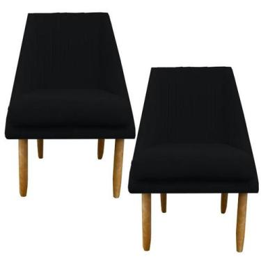 Imagem de kit 02 Cadeiras Para Sala De Jantar Ana Pés Palito Suede Preto - D'Cla
