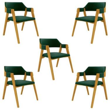 Imagem de Kit 5 Cadeiras Sala de Jantar e Jogos Carteados Madeira Maciça Poker V