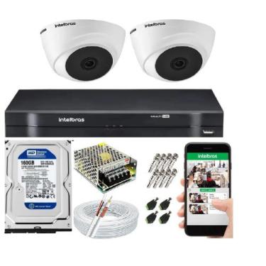Imagem de Kit Cftv 2 Câmeras De Segurança Intelbras Dome IR  20 metros E Dvr Mhd