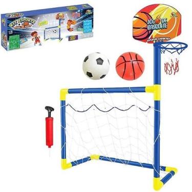 Imagem de Trave Futebol Golzinho Infantil Mini Cesta Basquete 2X1 - ART BRINK