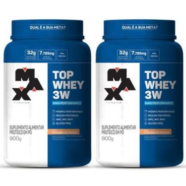 Imagem de Kit 2 X Whey Protein 3w 900g Top Whey Max Titanium Mais Performance,  