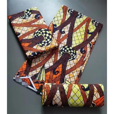 Imagem de Tecido Africano Cera Real Estampa Dourada Soft Pagne Ankara Material de Algodão Prata Nigeriana Gana para Festa de Casamento Vestido para Costurar (conforme imagem-27)