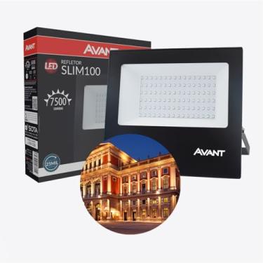 Imagem de Refletor 100W Slim LED, IP65, Luz Branco Frio 6500K, 7500lm, Bivolt, Ideal para Fachadas, Jardins e Estacionamentos